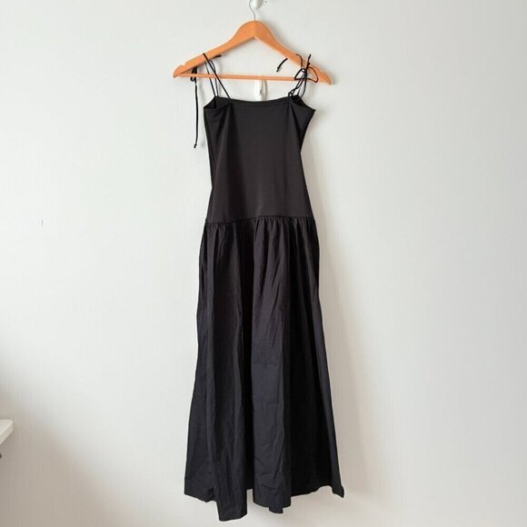 Zara Contrast Skinny Strap Maxi Dress Black Size XS - Picture 6 of 8